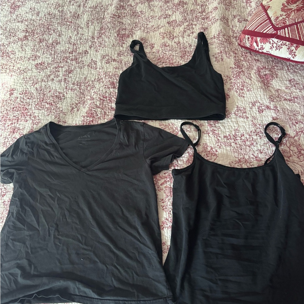 Women's Black Tops Set